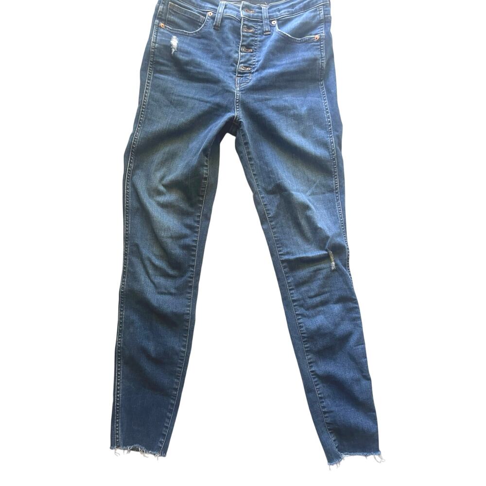 Madewell High Rise Skinny Women’s Size 27 Medium Wash Raw Hem Button Fly Jeans